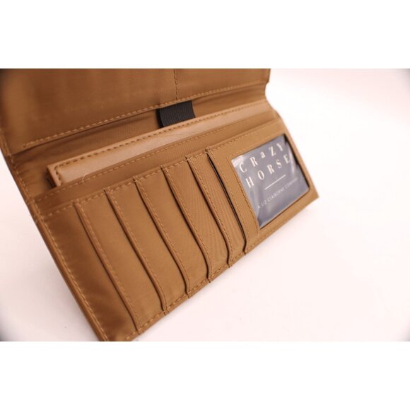 Crazy Horse Liz Claiborne Tan Camel Brown Leather Tri-Fold Wallet Organizer NWT - Picture 9 of 11